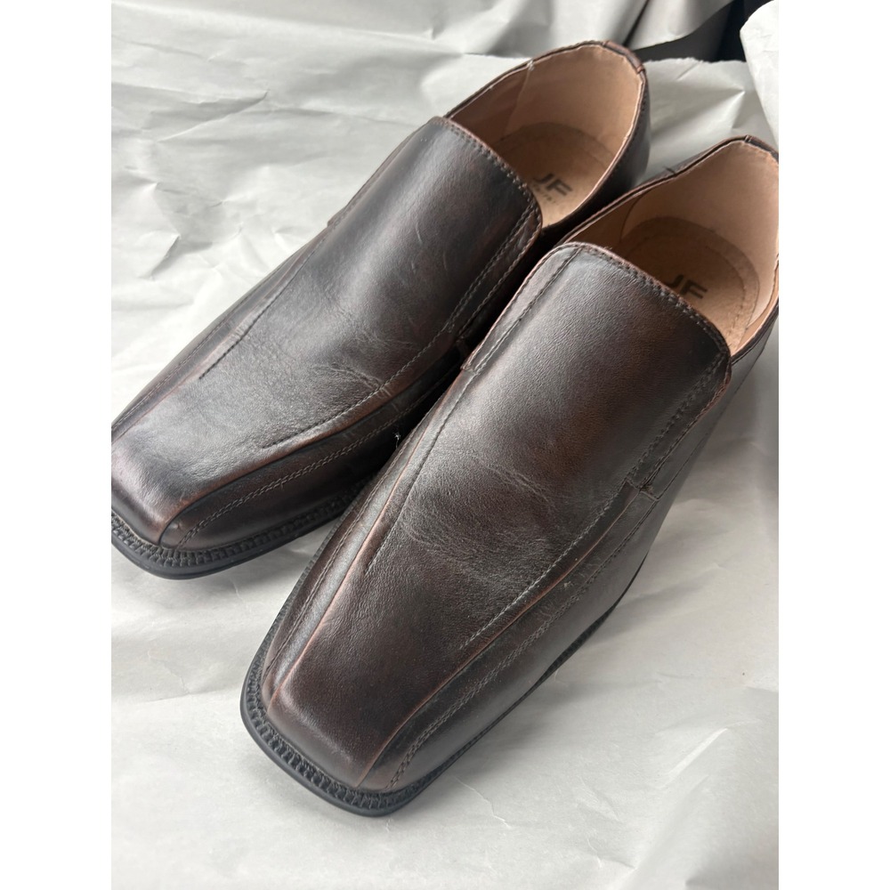 J. Ferrar Dash Mens 11M Dark Brown Square Toe Slip On Loafers Dress Shoes
